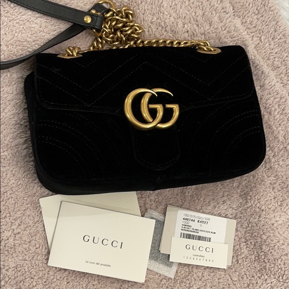 Gucci Handbags - Gucci marmont mini black velvet